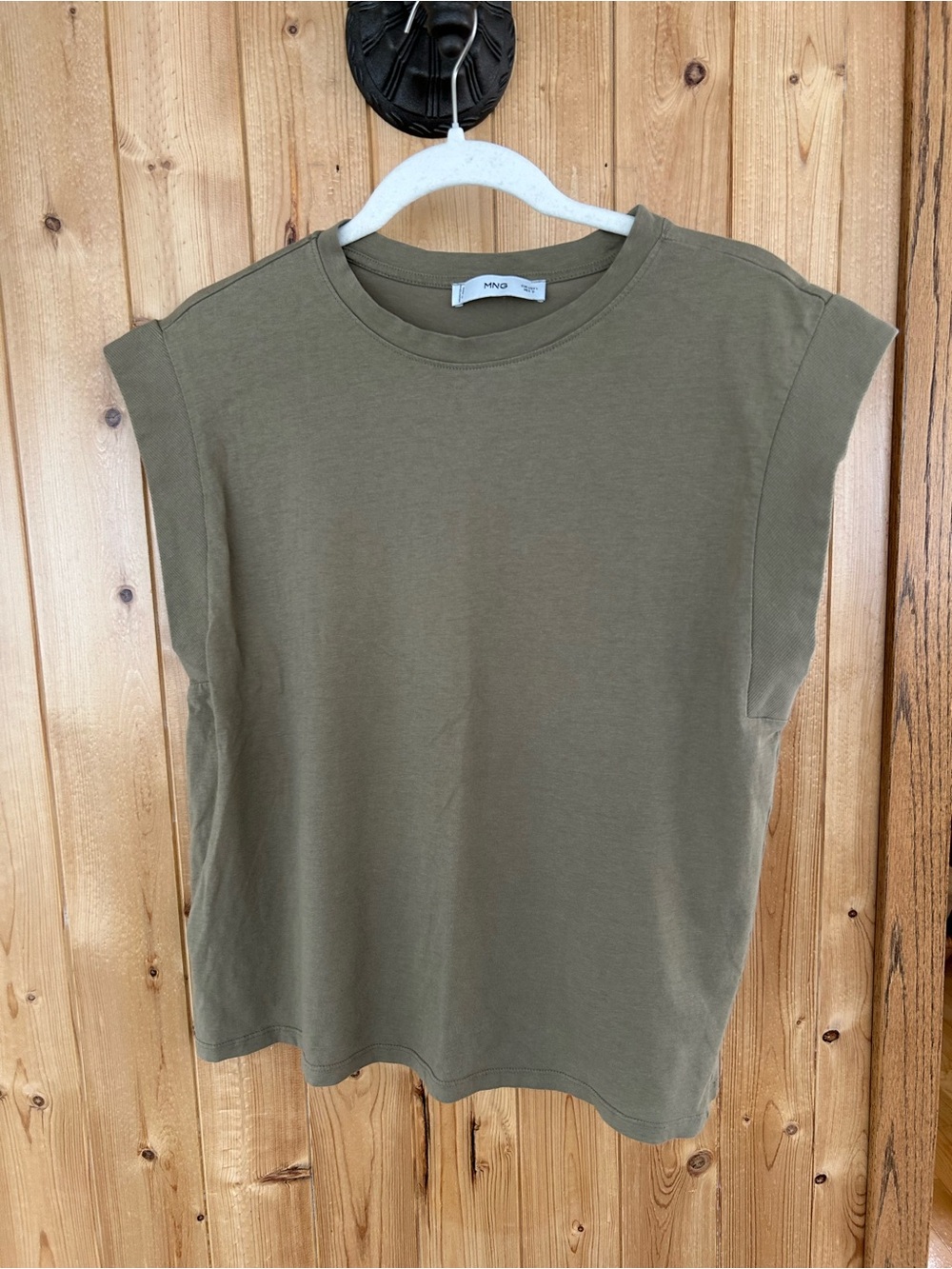 Women’s Mango (MNG) Olive Cap-Sleeve Top Size Large